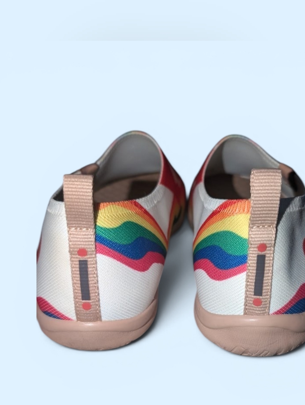 UIN Rainbow Slip On Loafers Ergonomic Knit Walking Shoes PRIDE Art Flats Sz 7.5 - Picture 8 of 10
